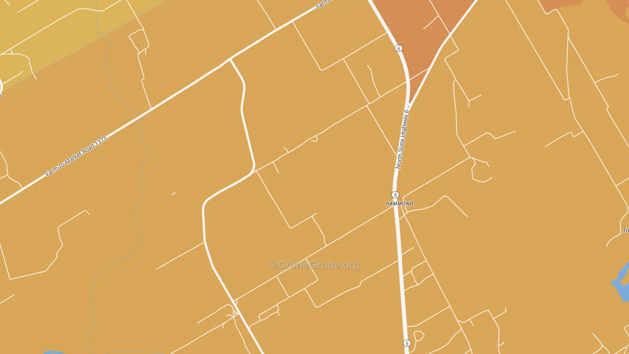 Hammond, TX Map of Theft Rates