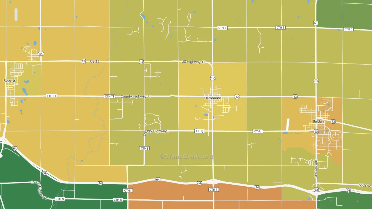 Hammond, WI Map of Theft Rates