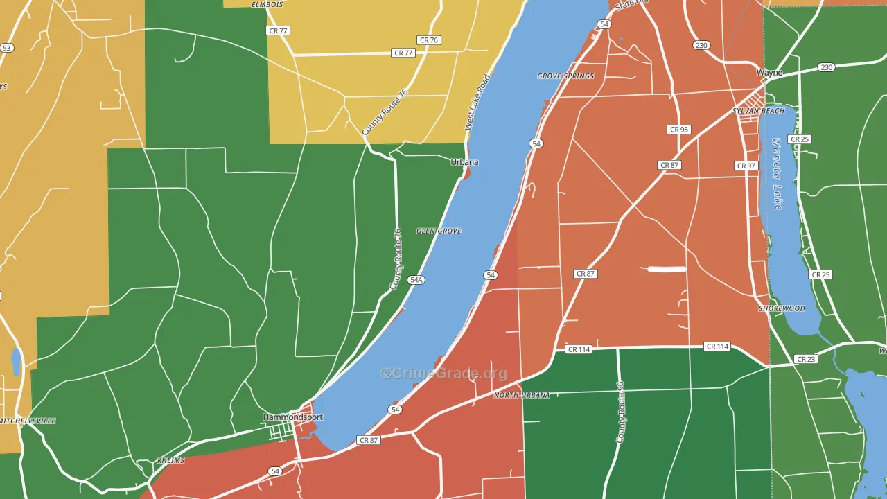 Hammondsport, NY Map of Theft Rates