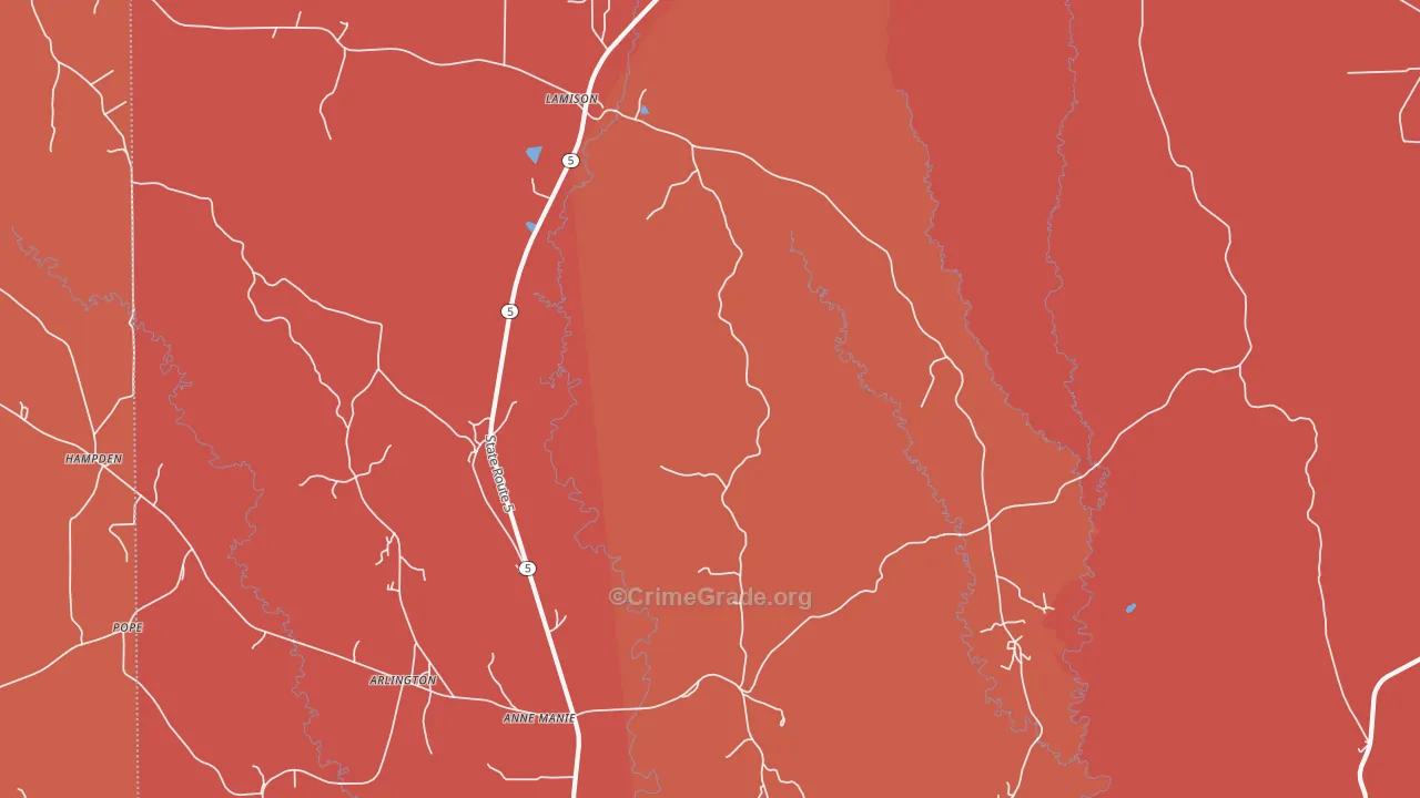 Hampden, AL Map of Theft Rates