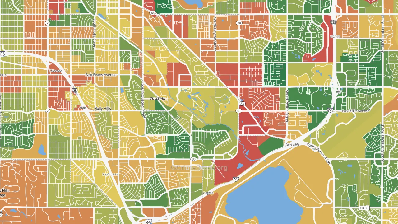 Hampden, Denver, CO Map of Theft Rates