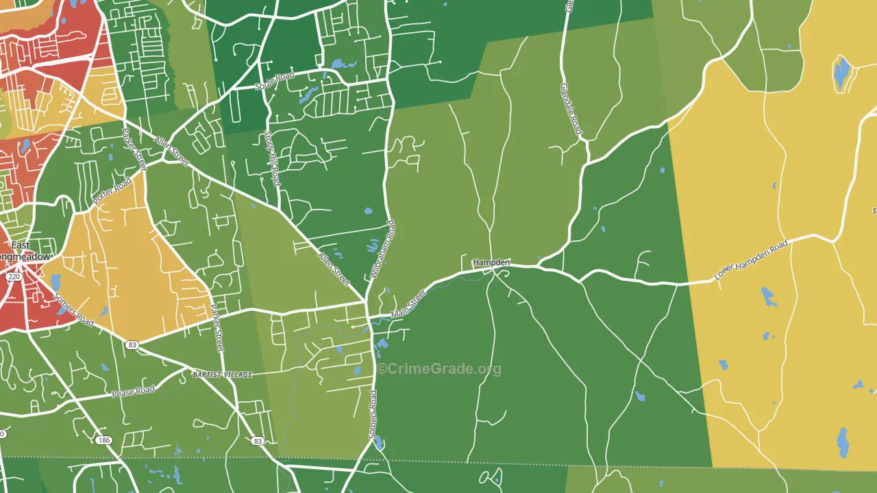 Hampden, MA Map of Theft Rates
