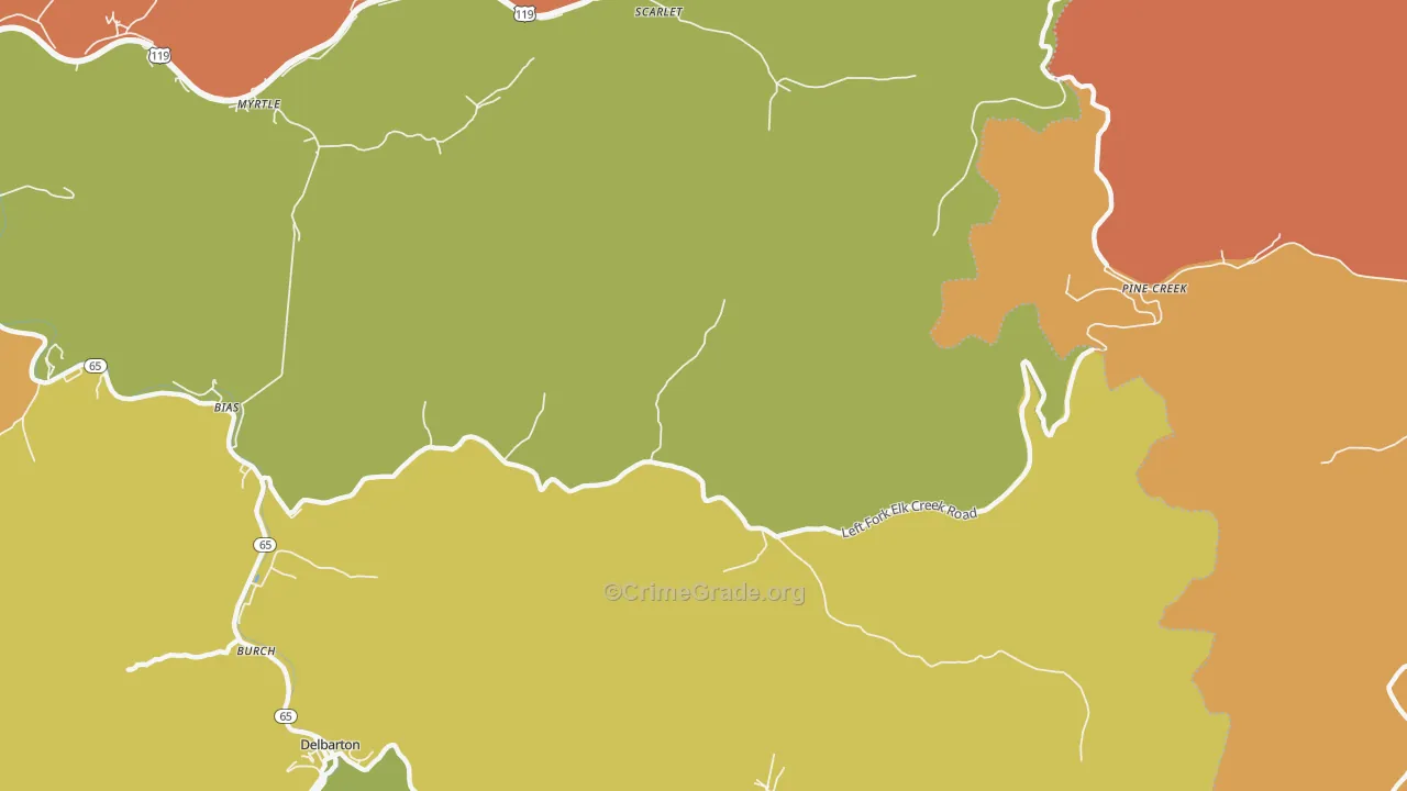 Hampden, WV Map of Theft Rates