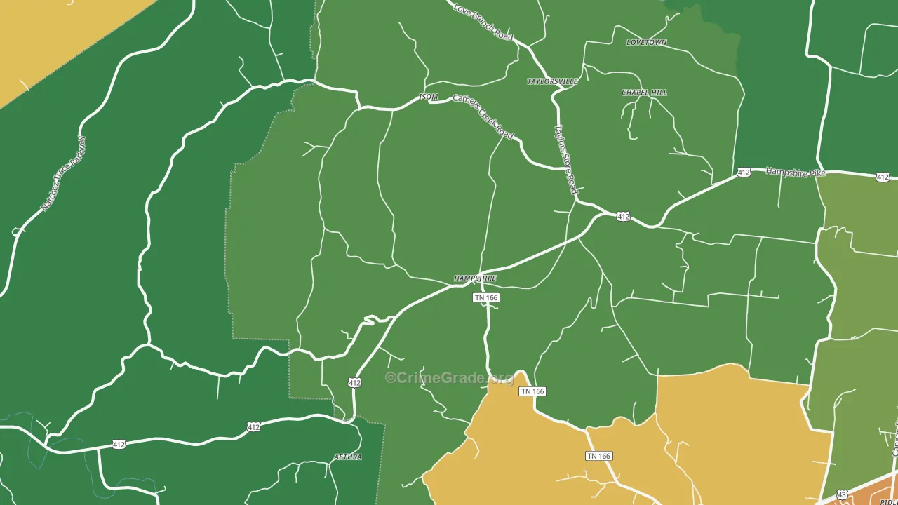 Hampshire, TN Map of Theft Rates