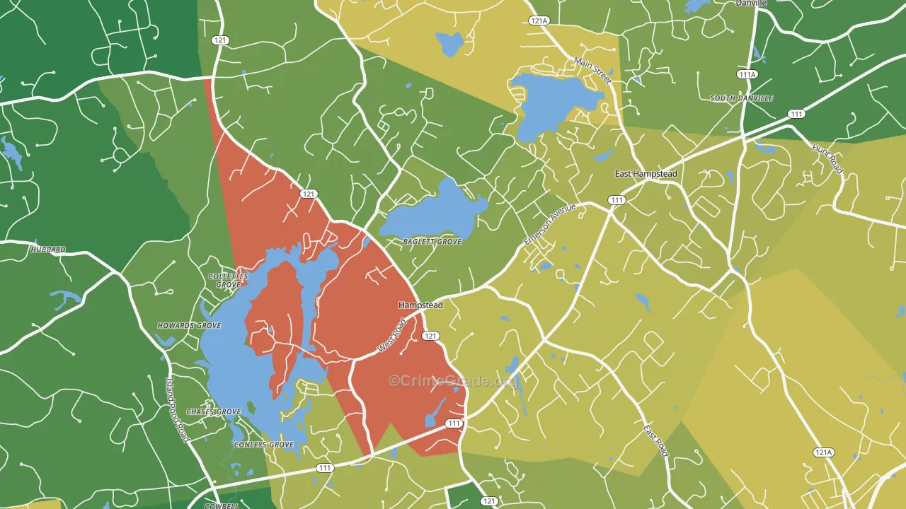 Hampstead, NH Map of Theft Rates