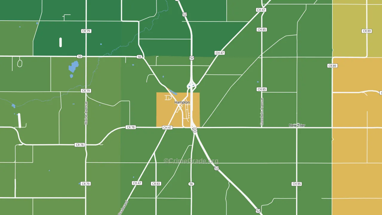 Hampton, MN Map of Theft Rates