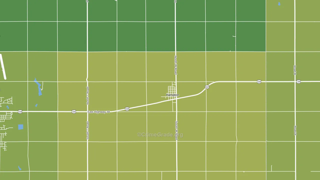 Hampton, NE Map of Theft Rates