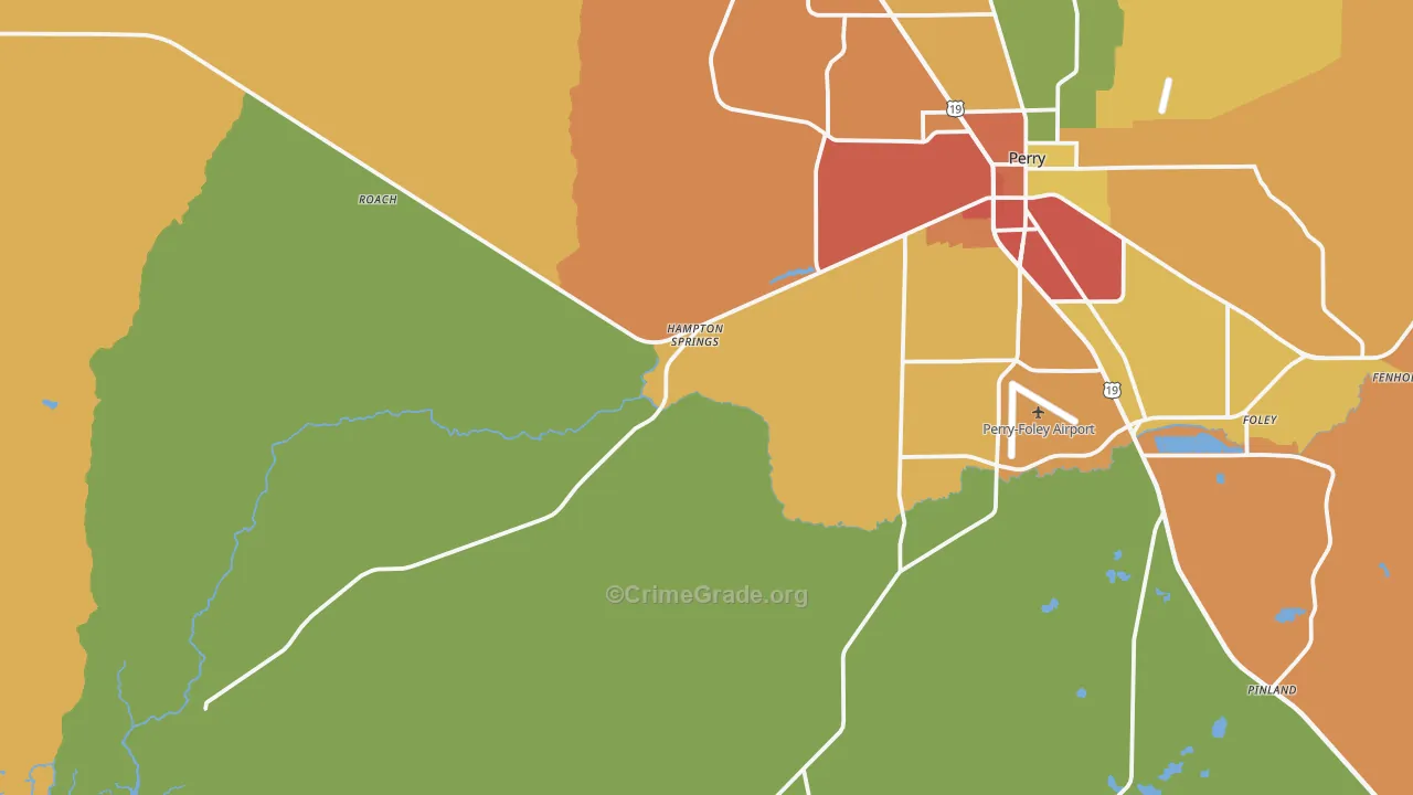 Hampton Springs, FL Map of Theft Rates