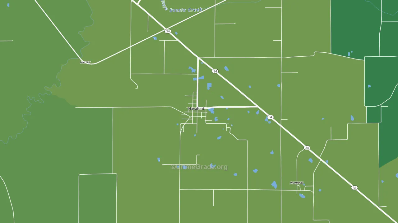 Hanaford, IL Map of Theft Rates