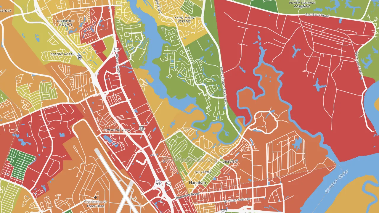 Hanahan, SC Map of Theft Rates