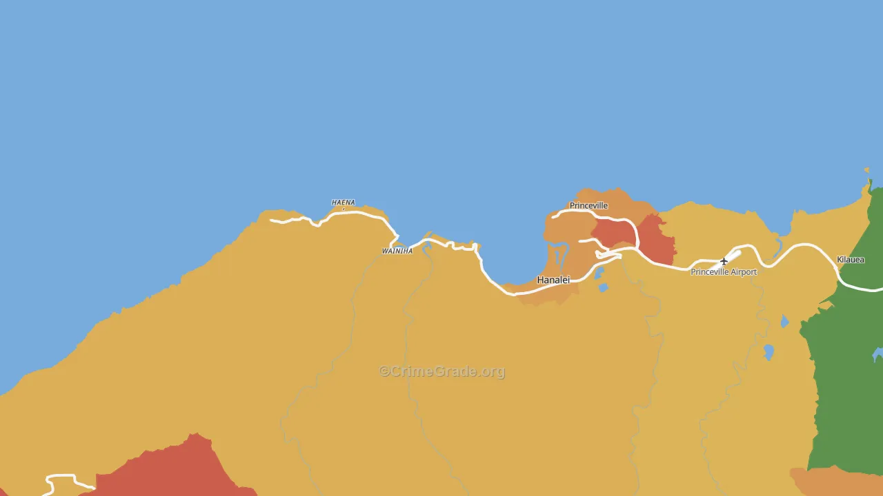 Hanalei, HI Map of Theft Rates