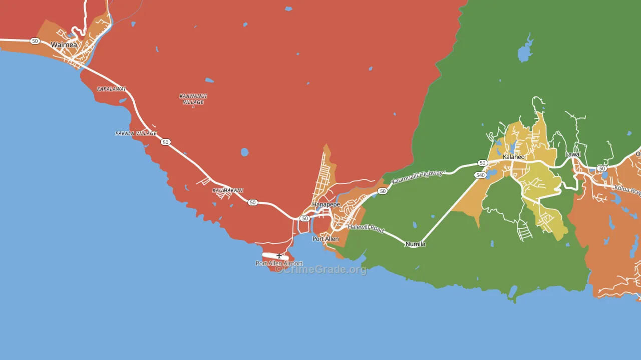 Hanapepe, HI Map of Theft Rates