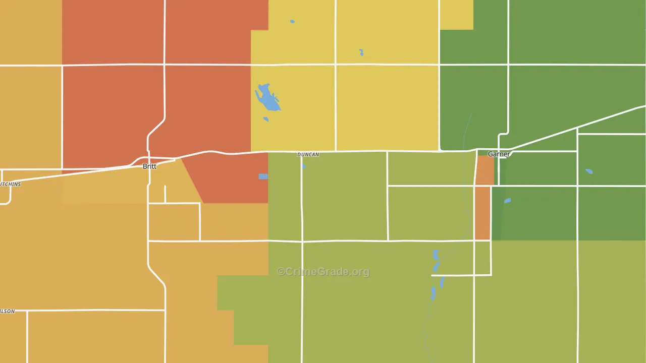 Hancock County, IA Map of Theft Rates