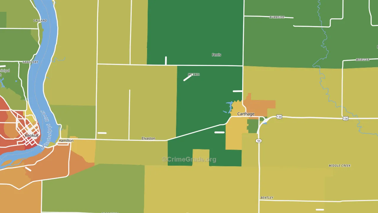 Hancock County, IL Map of Theft Rates