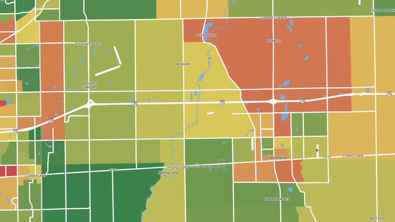 Hancock County, IN Map of Theft Rates