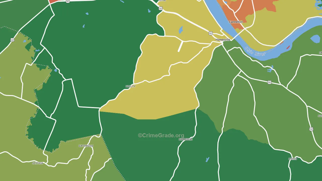 Hancock County, KY Map of Theft Rates