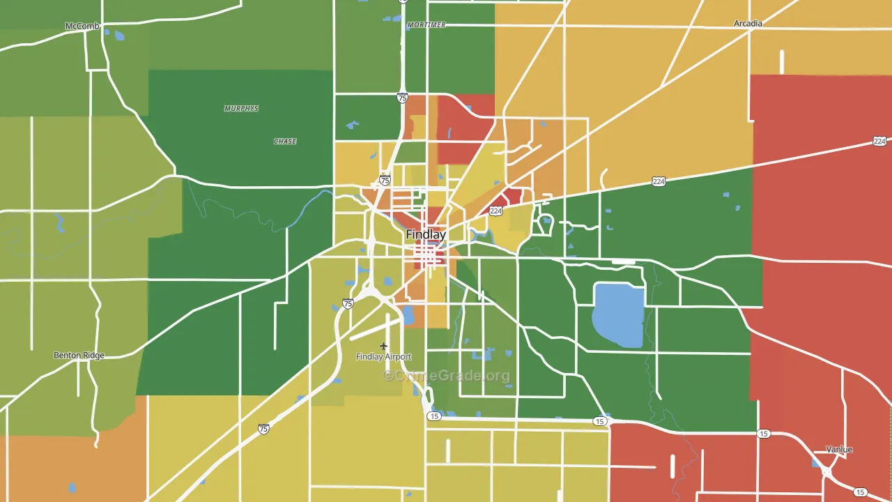 Hancock County, OH Map of Theft Rates