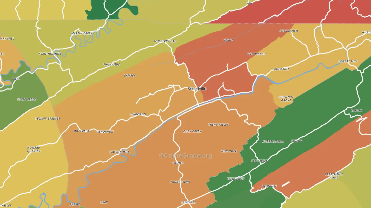 Hancock County, TN Map of Theft Rates