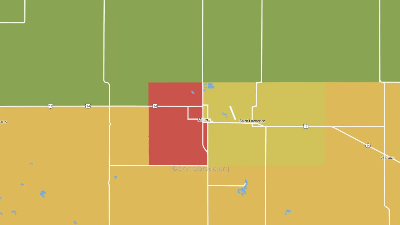 Hand County, SD Map of Theft Rates