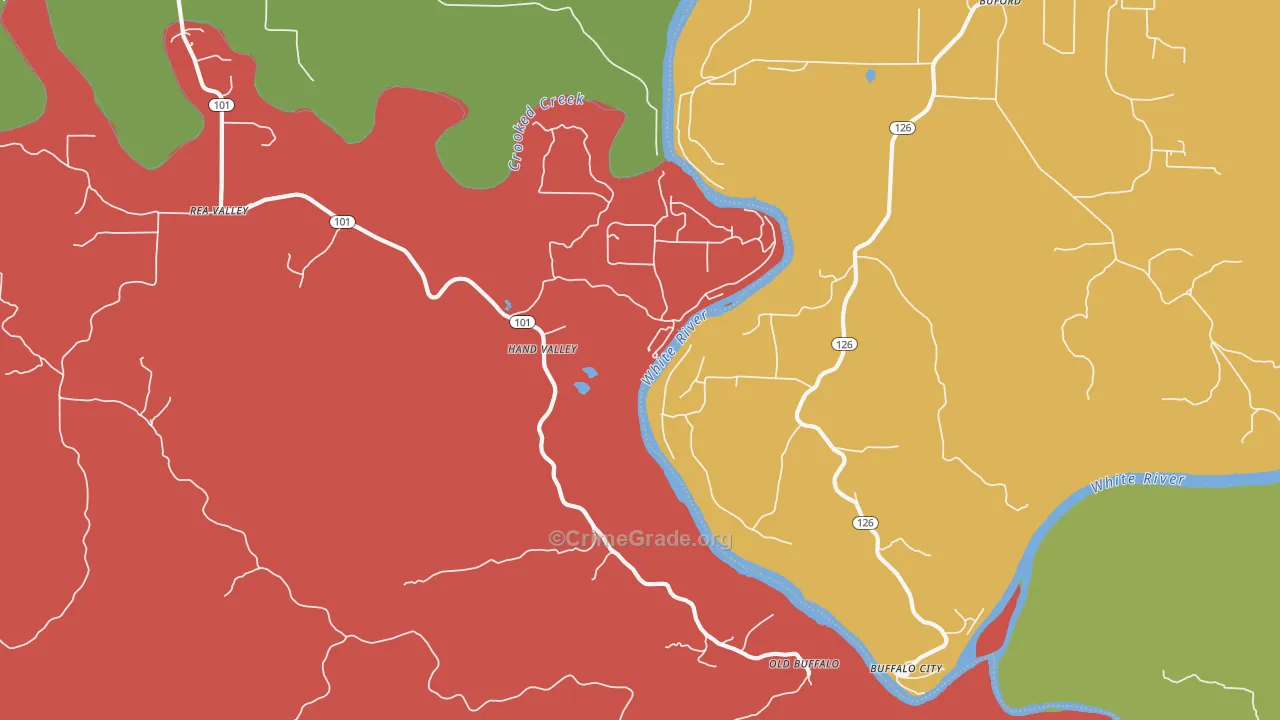 Hand Valley, AR Map of Theft Rates