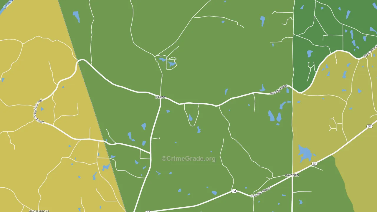Handy, GA Map of Theft Rates