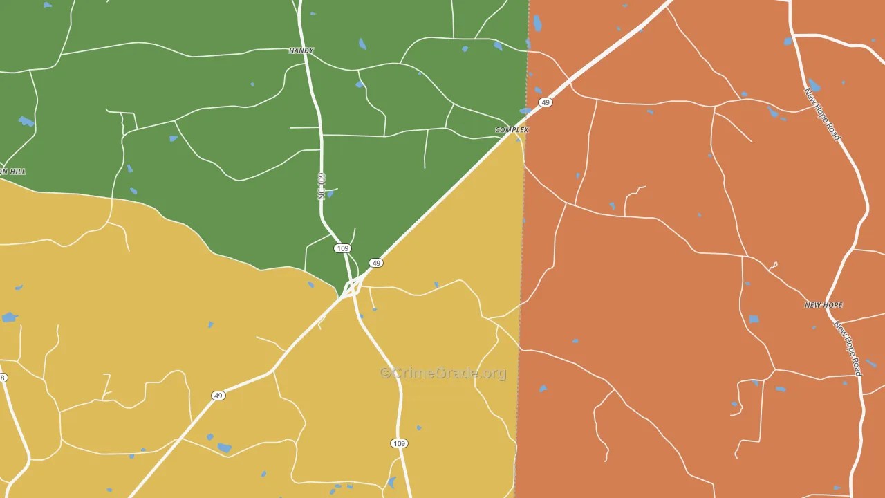 Handy, NC Map of Theft Rates