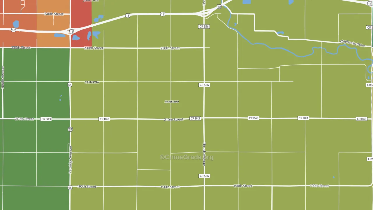 Hanford, IA Map of Theft Rates
