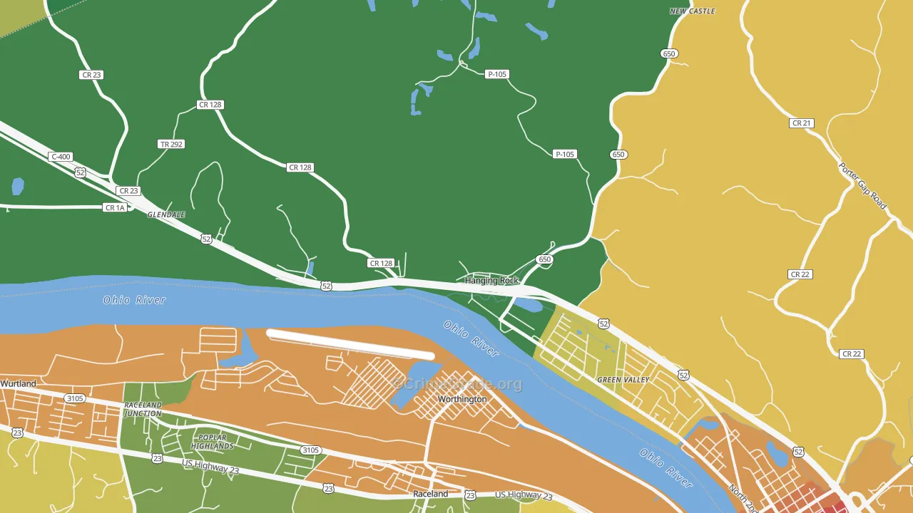 Hanging Rock, OH Map of Theft Rates