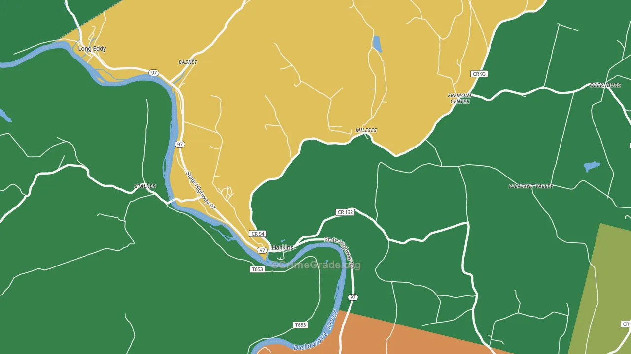 Hankins, NY Map of Theft Rates