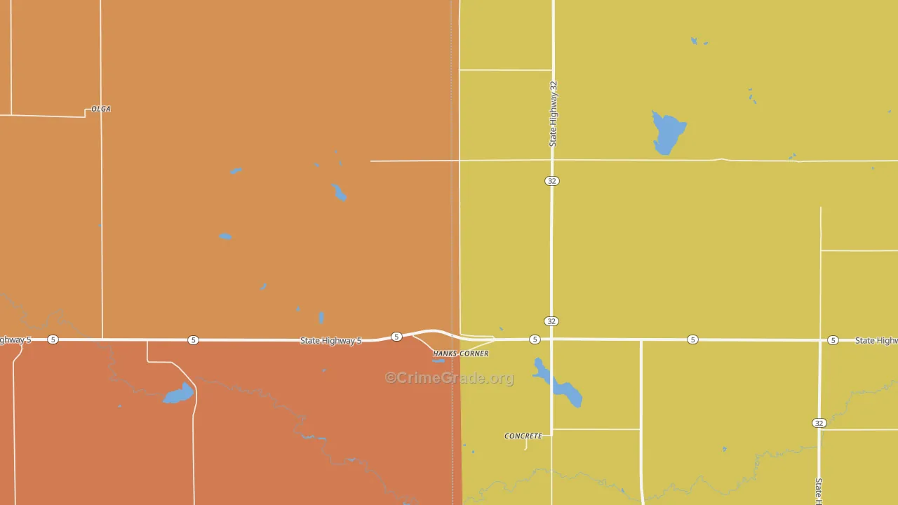 Hanks Corner, ND Map of Theft Rates