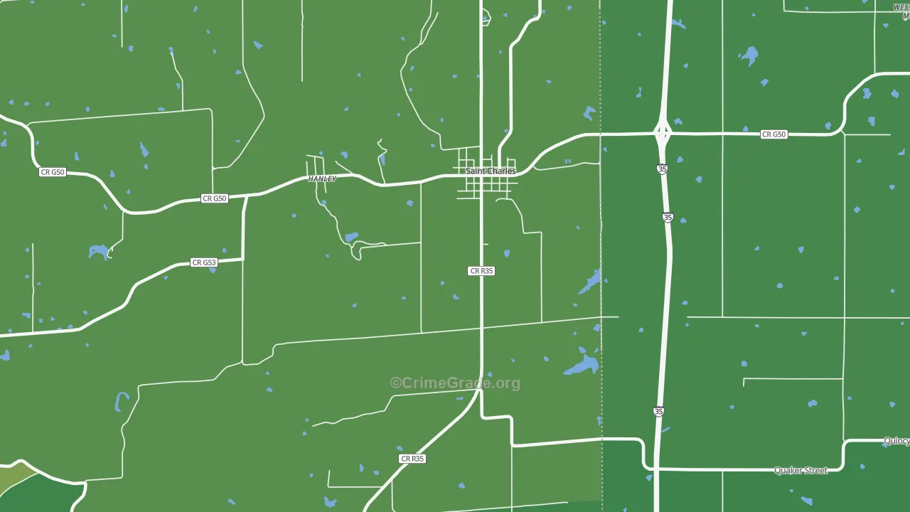 Hanley, IA Map of Theft Rates