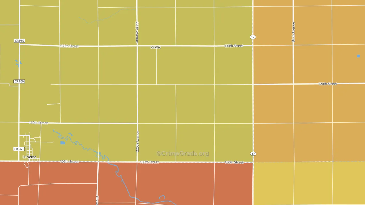 Hanna, IA Map of Theft Rates