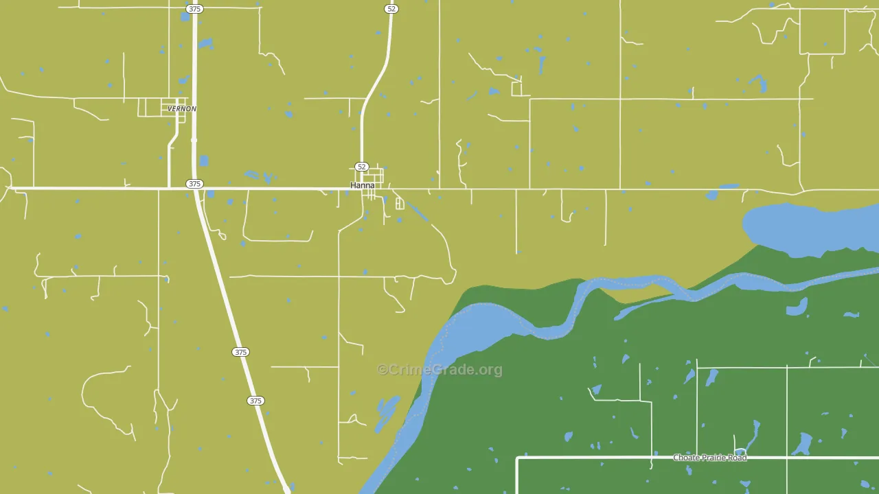 Hanna, OK Map of Theft Rates