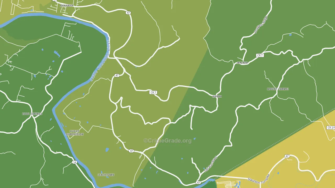 Hanna, WV Map of Theft Rates