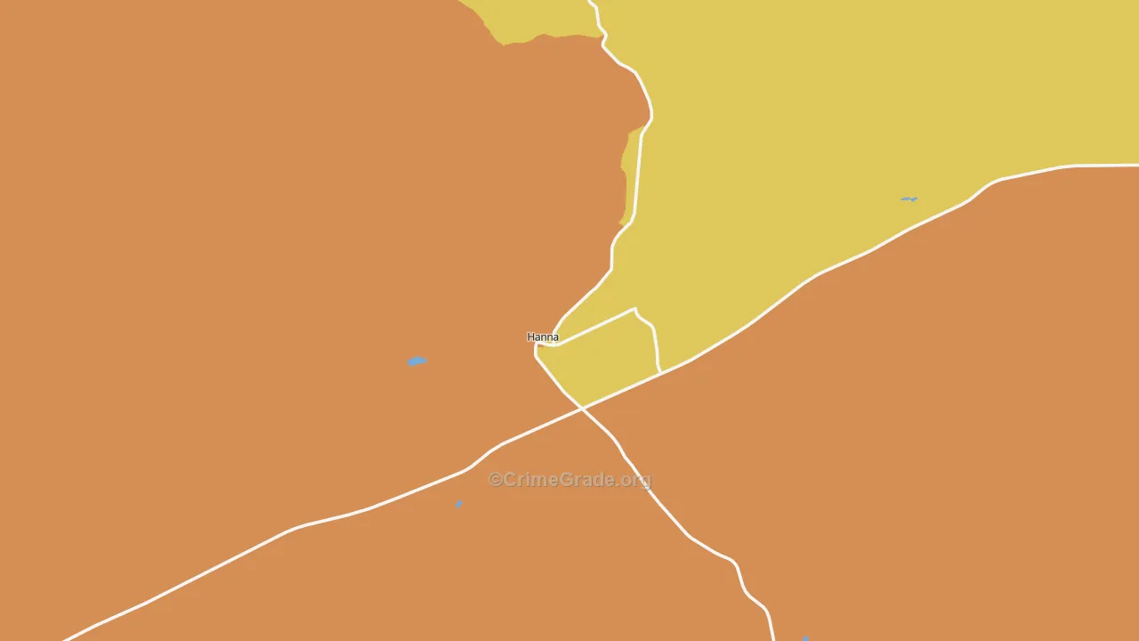 Hanna, WY Map of Theft Rates