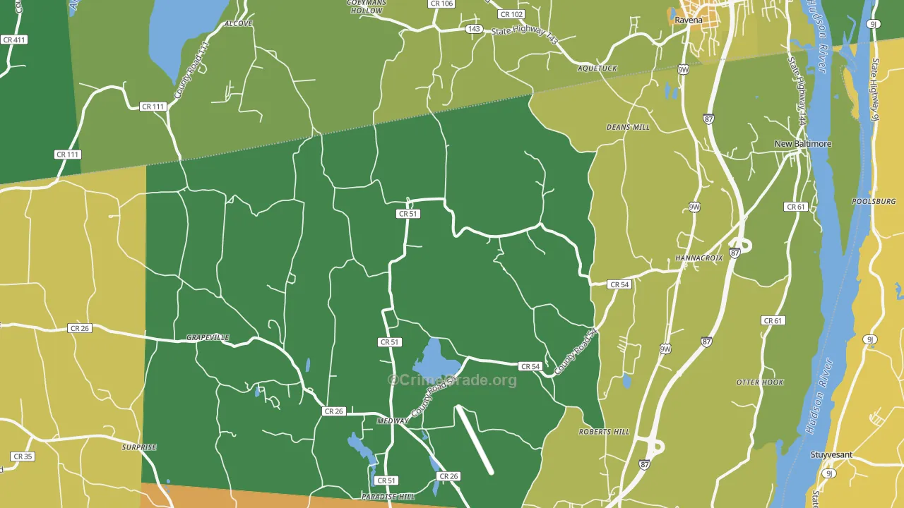 Hannacroix, NY Map of Theft Rates