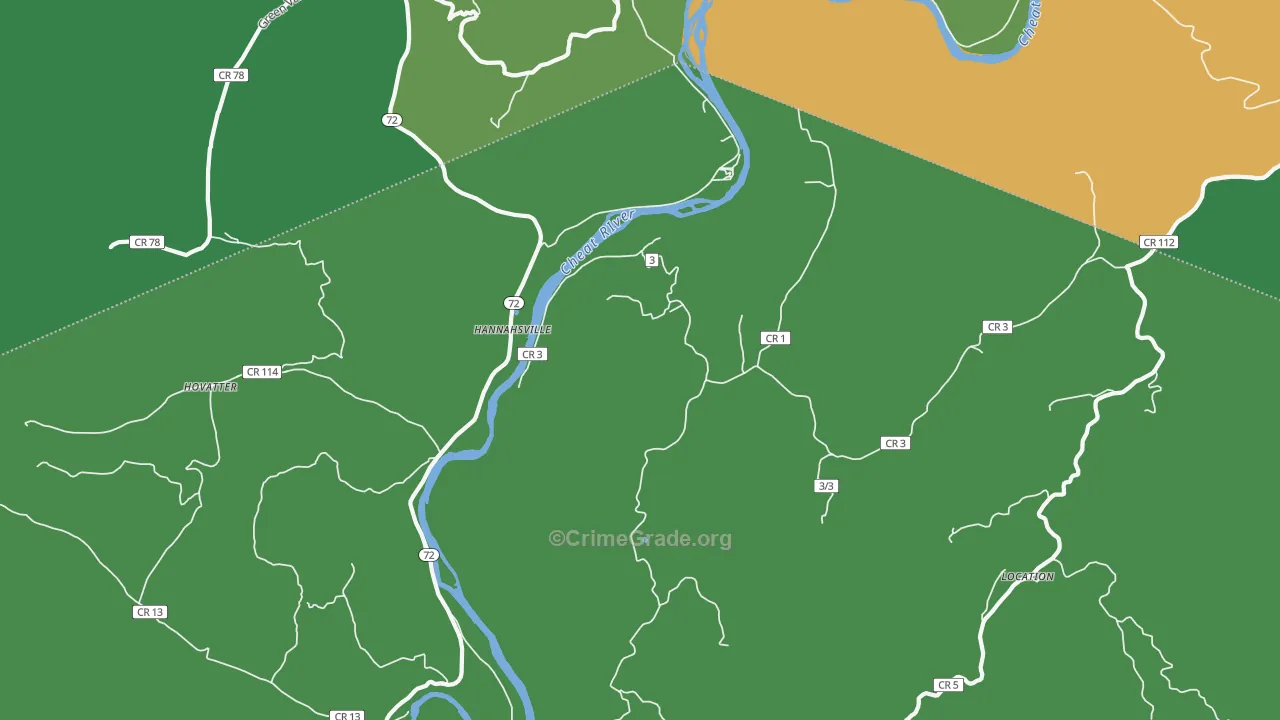 Hannahsville, WV Map of Theft Rates