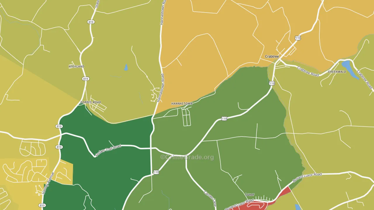 Hannastown, PA Map of Theft Rates