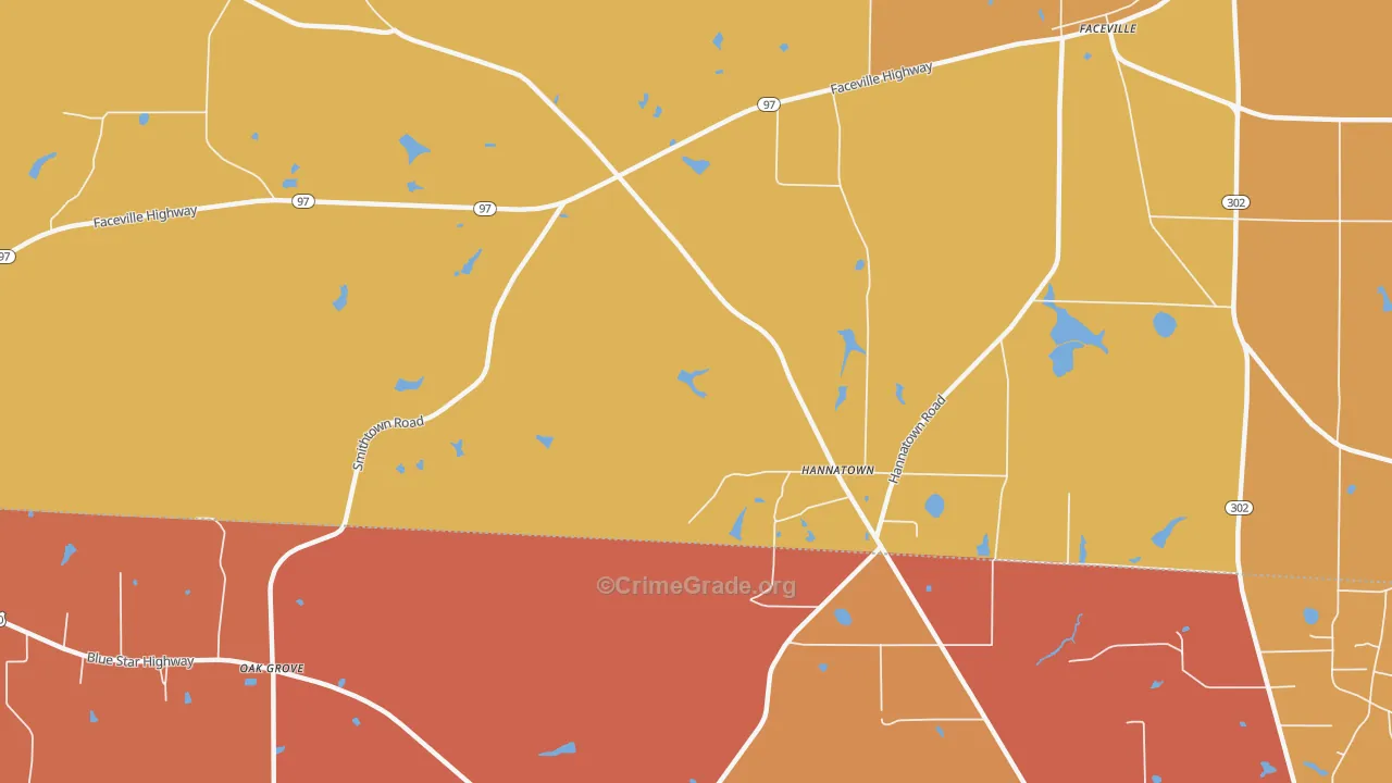 Hannatown, GA Map of Theft Rates