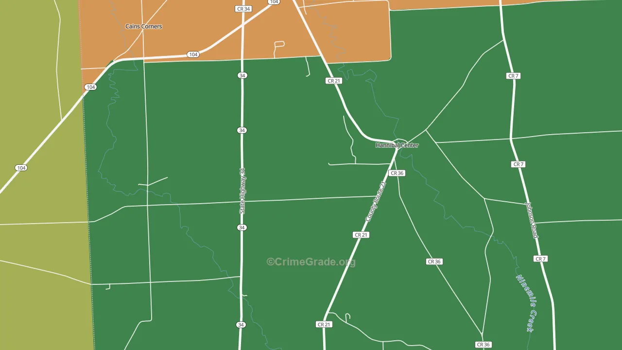 Hannibal Center, NY Map of Theft Rates