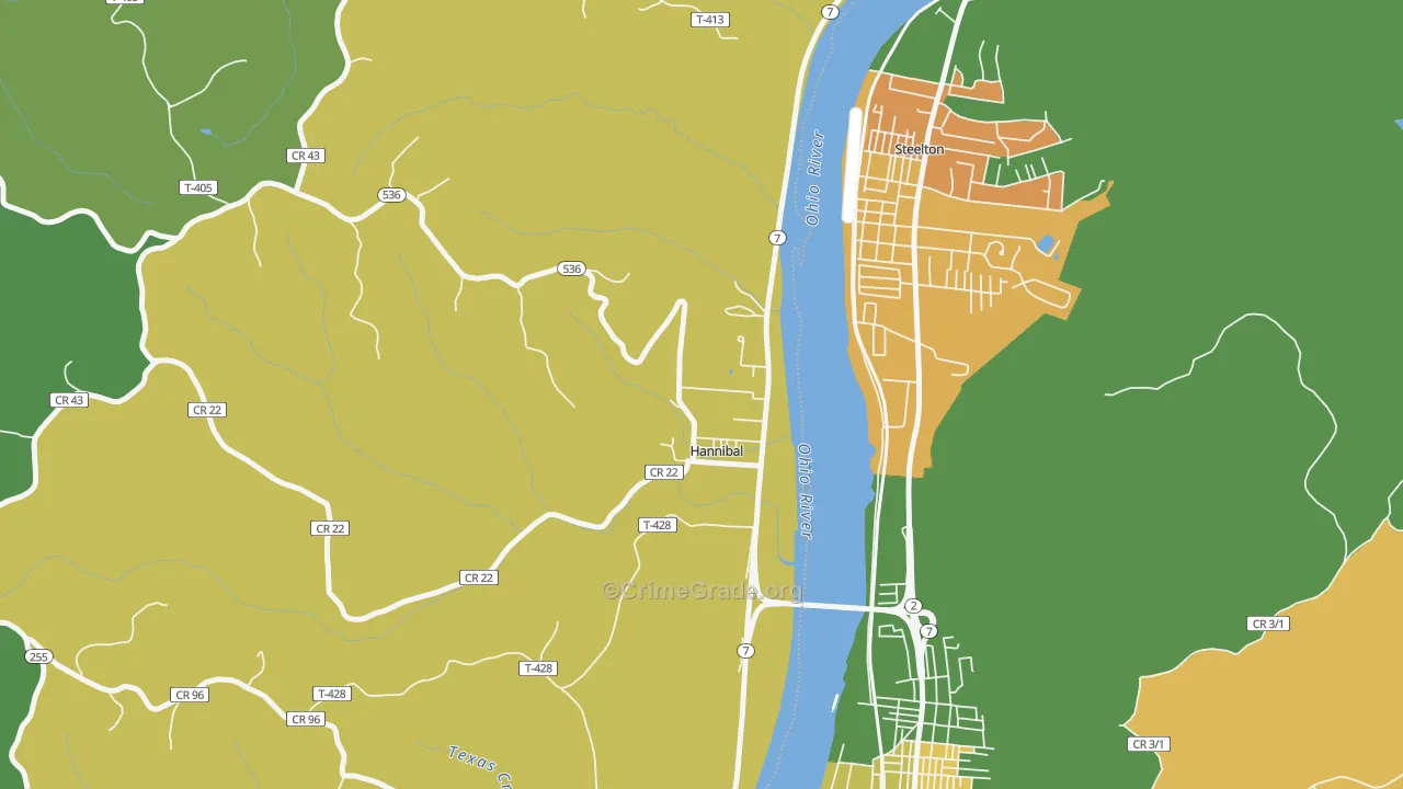 Hannibal, OH Map of Theft Rates