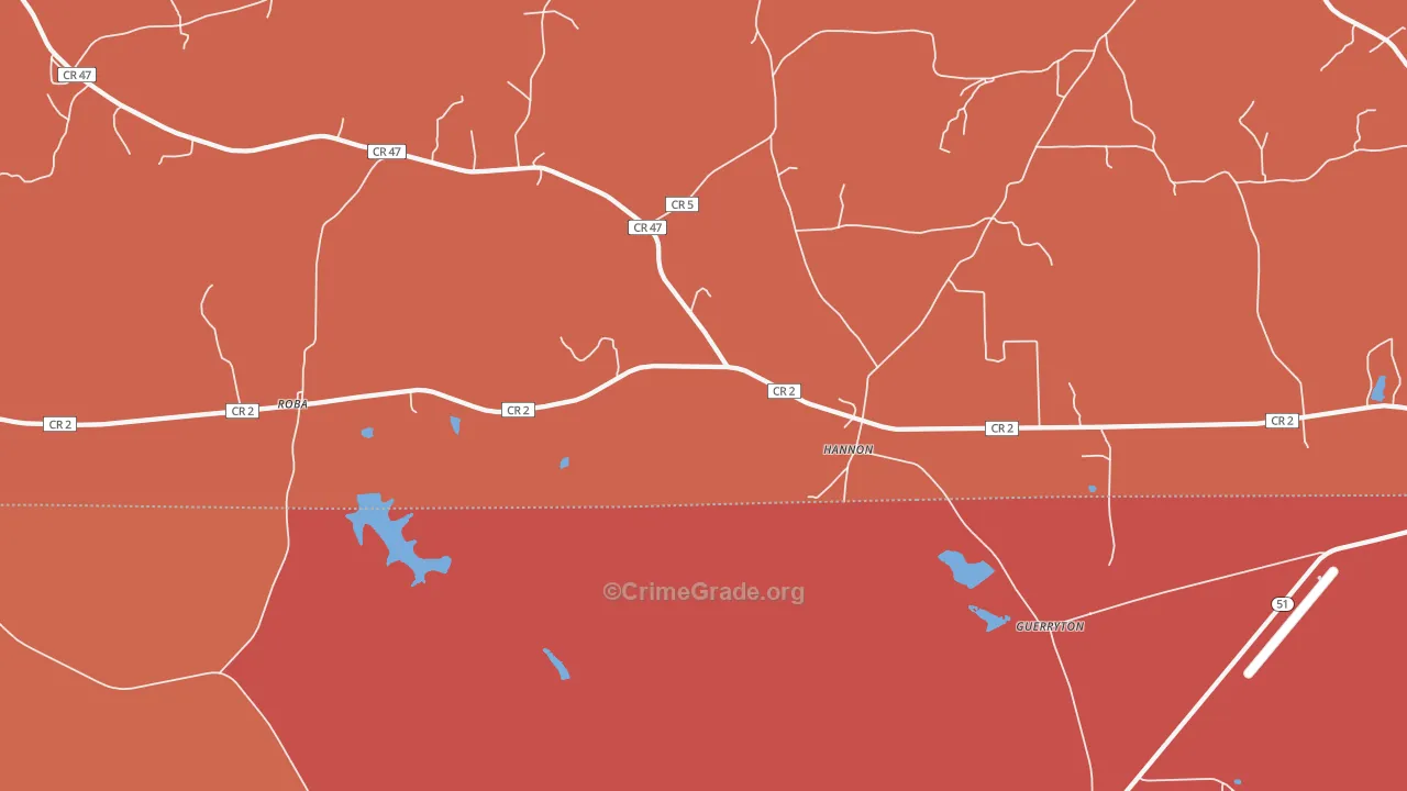 Hannon, AL Map of Theft Rates