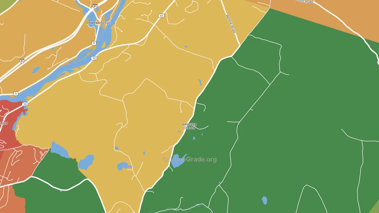 Hanover Center, NH Map of Theft Rates