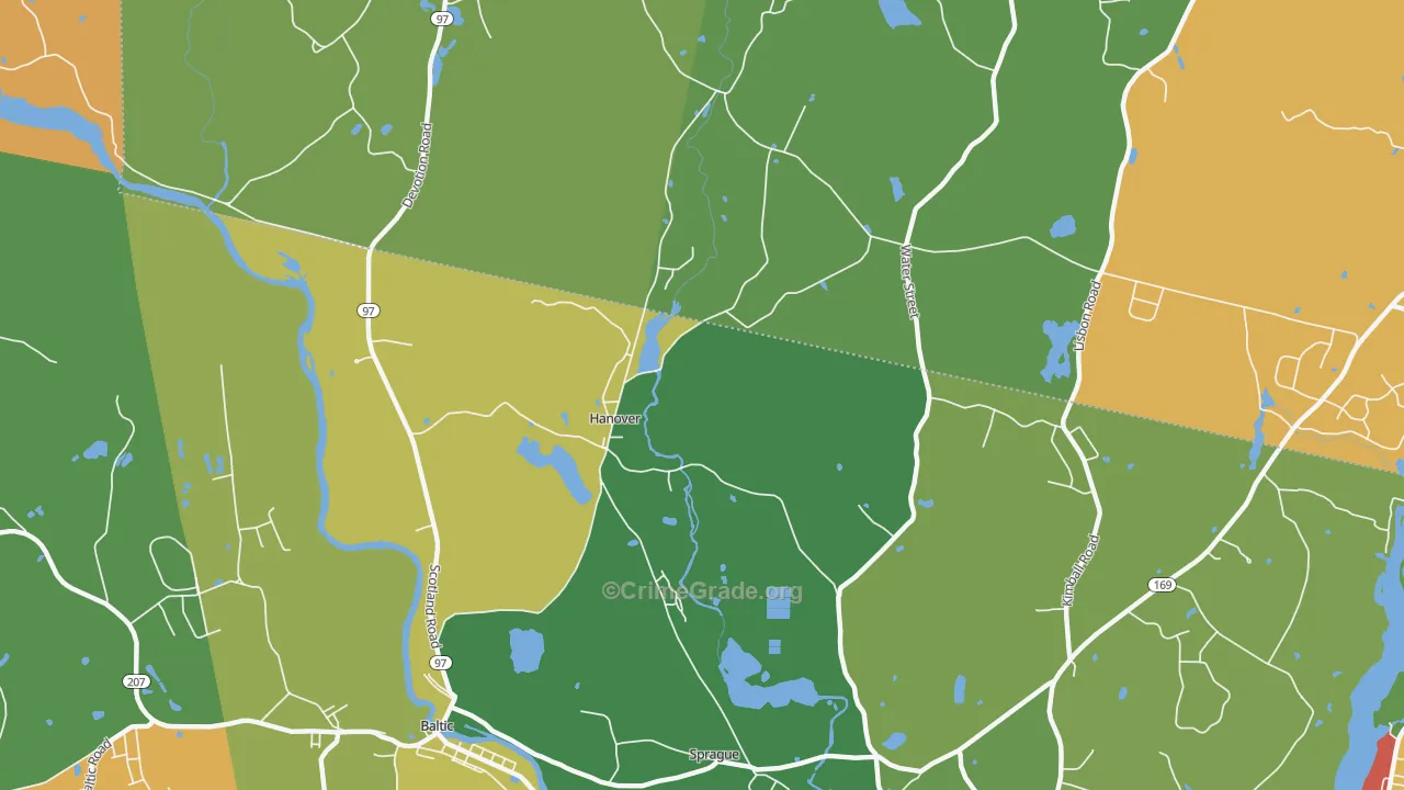 Hanover, CT Map of Theft Rates