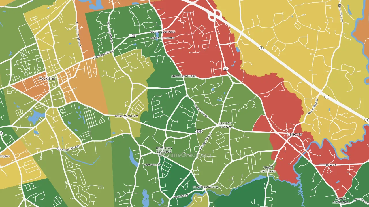 Hanover, MA Map of Theft Rates