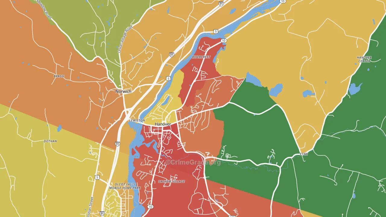 Hanover, NH Map of Theft Rates