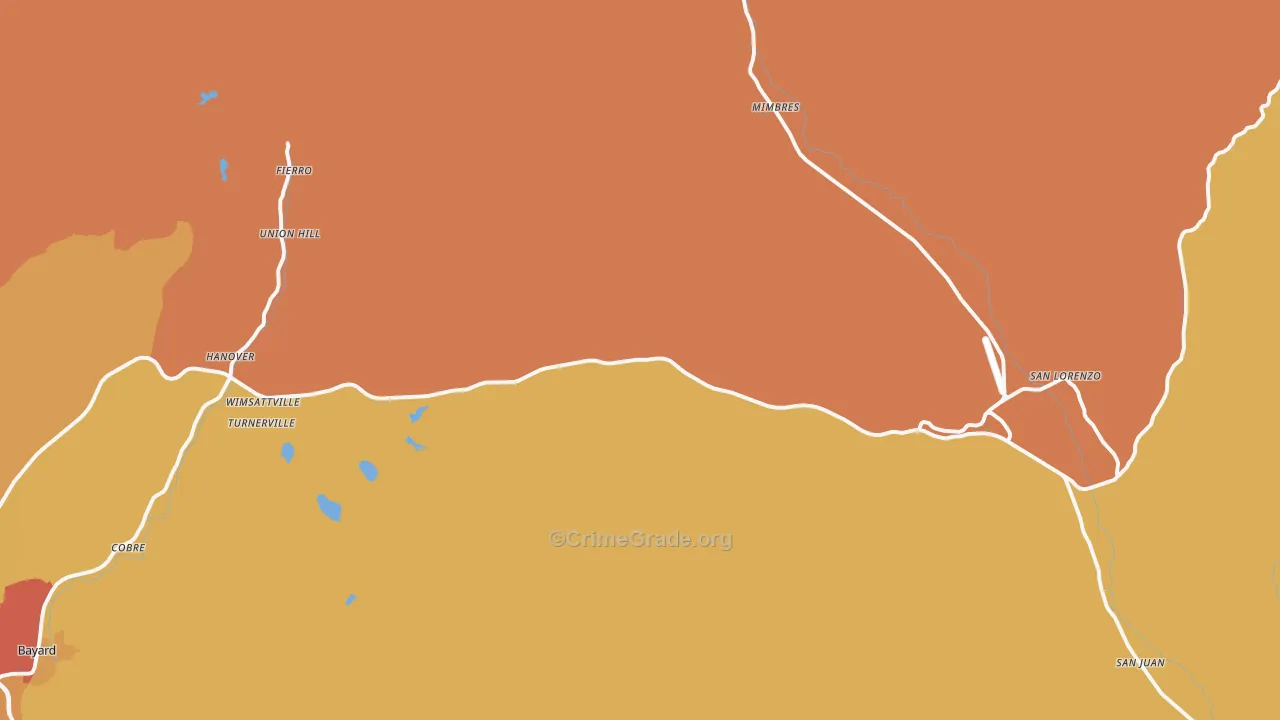 Hanover, NM Map of Theft Rates