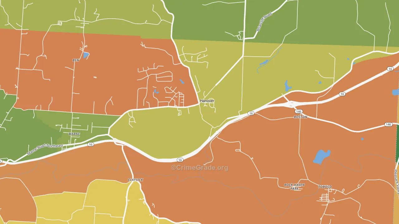 Hanover, OH Map of Theft Rates