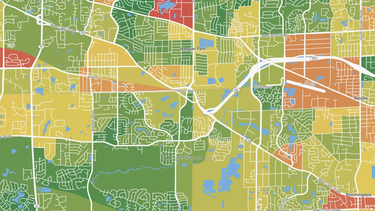 Hanover Park, IL Map of Theft Rates