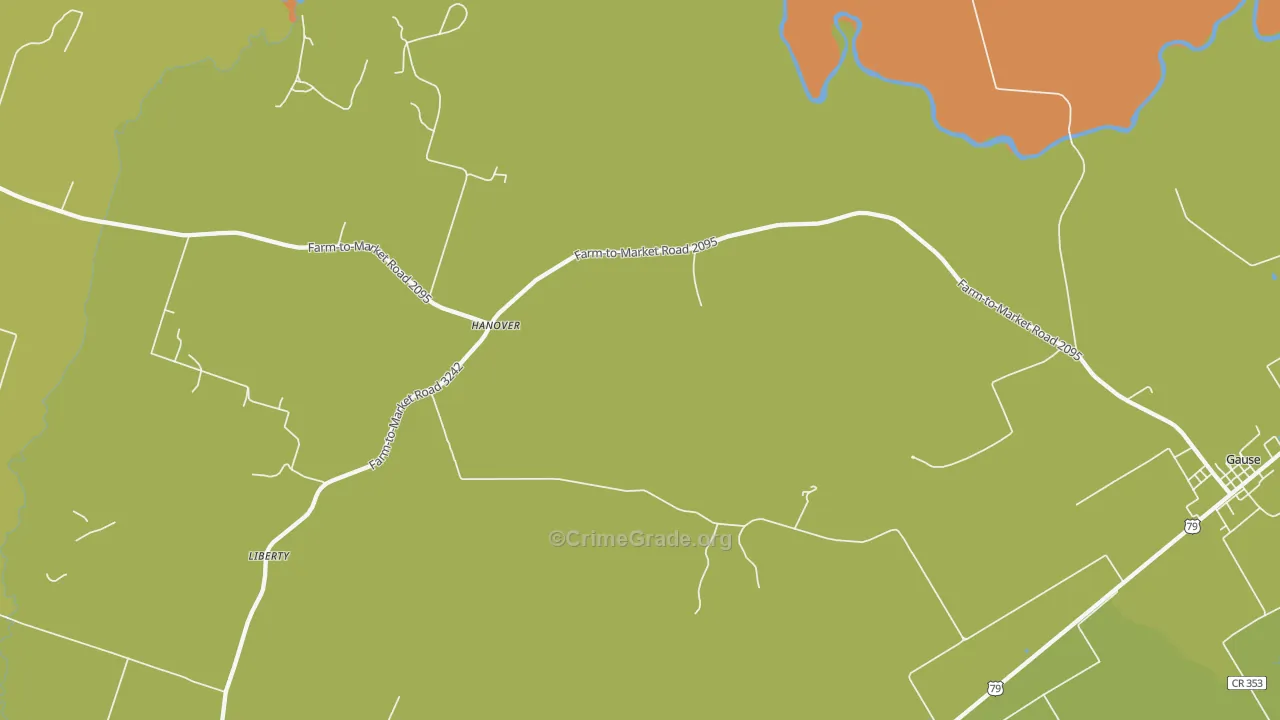 Hanover, TX Map of Theft Rates